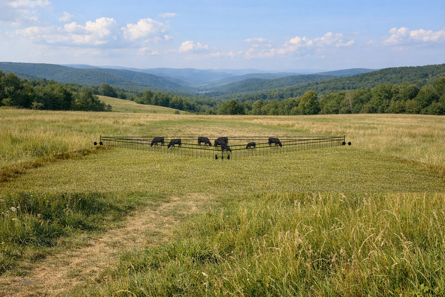 Cattle grazing inside a HerdFence mobile paddock